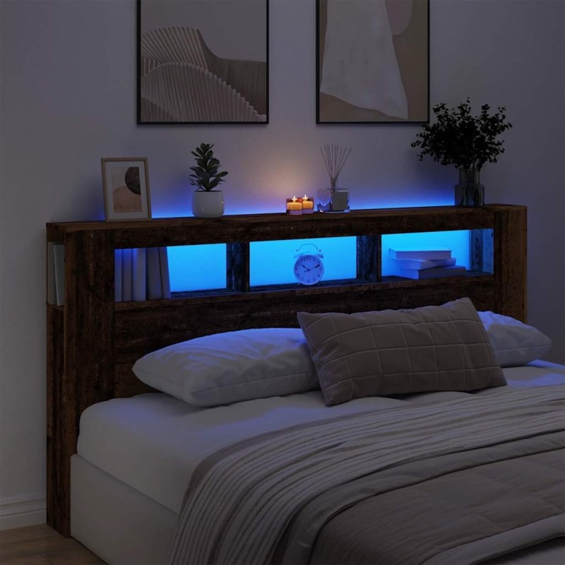 Tête de lit à LED vieux bois 200x18,5x103,5cm bois d'ingénierie 629261629261