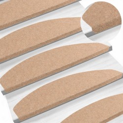 Tapis d'escalier auto-adhésifs 15 pcs Beige 80 x 28 x 3,5 cm 629272629272
