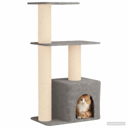 Arbre à chat avec poteaux à griffer en sisal Gris clair 133 cm 629282629282