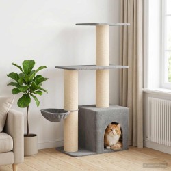 Arbre à chat avec poteaux à griffer en sisal Gris clair 133 cm 629283629283