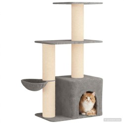 Arbre à chat avec poteaux à griffer en sisal Gris clair 133 cm 629283629283