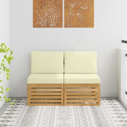 2 Pièce Sofa de milieu extérieur Bois d'Acacia Massif Blanc 629284629284