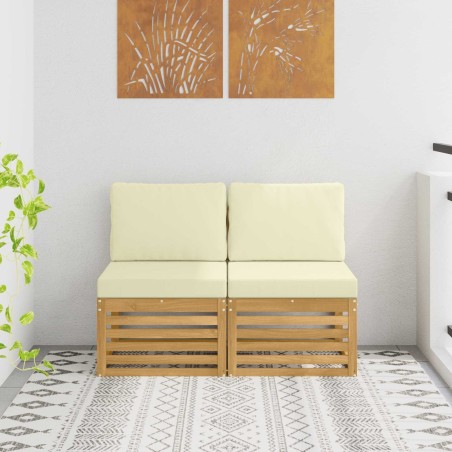 2 Pièce Sofa de milieu extérieur Bois d'Acacia Massif Blanc 629284629284