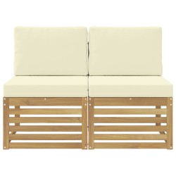 2 Pièce Sofa de milieu extérieur Bois d'Acacia Massif Blanc 629284629284