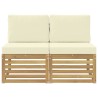 2 Pièce Sofa de milieu extérieur Bois d'Acacia Massif Blanc 629284629284