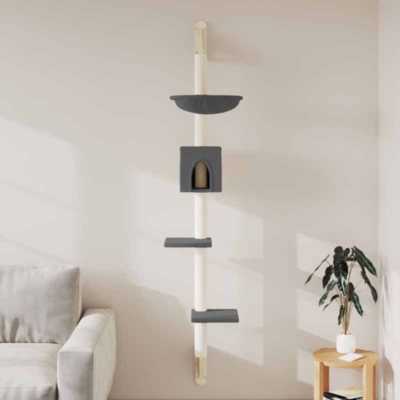 Arbre à chat mural avec griffoir gris foncé 187 cm 629292629292