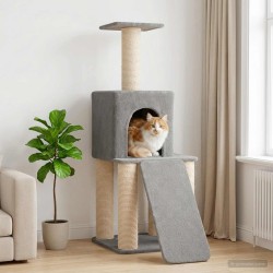 Arbre à chat avec poteaux à griffer en sisal Gris clair 146 cm 629293629293