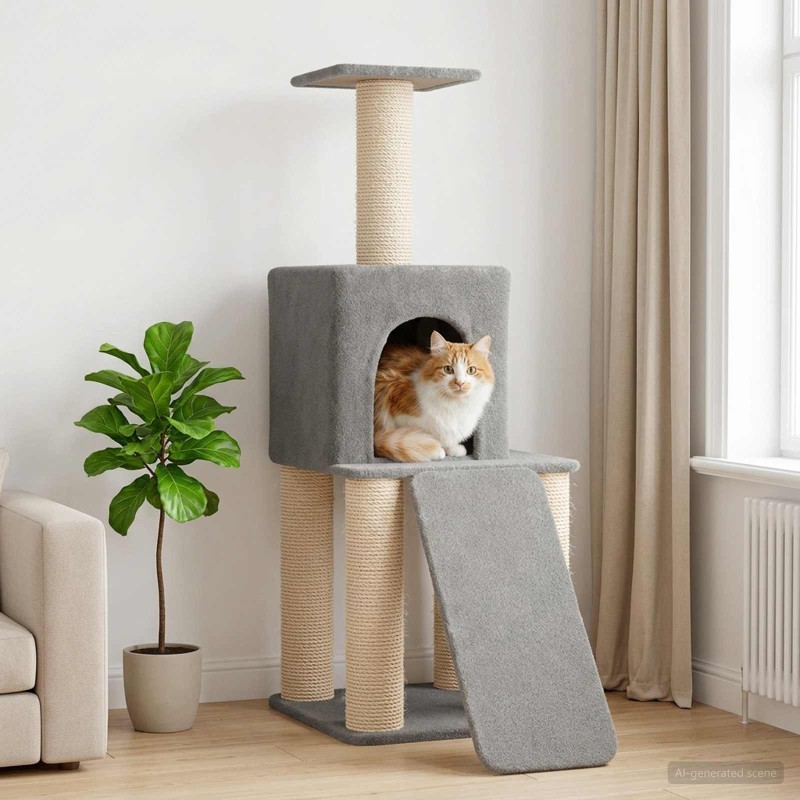 Arbre à chat avec poteaux à griffer en sisal Gris clair 146 cm 629293629293