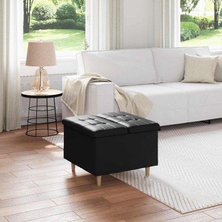 Pouf de rangement avec coussin Noir 60 x 60 x 45 cm Simili cuir 629304629304