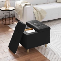 Pouf de rangement avec coussin Noir 60 x 60 x 45 cm Simili cuir 629304629304