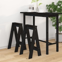 Tabourets lot de 2 noir 40x40x75 cm bois massif de pin 629331629331