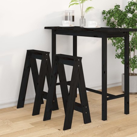 Tabourets lot de 2 noir 40x40x75 cm bois massif de pin 629331629331