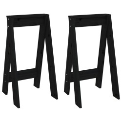 Tabourets lot de 2 noir 40x40x75 cm bois massif de pin 629331629331