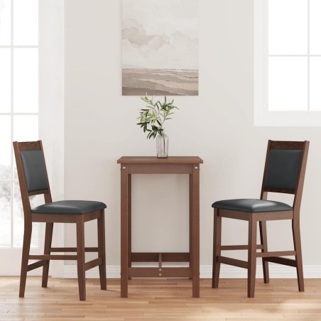 Tabourets de bar avec coussins (lot de 2) en bois massif marron et caoutchouc 629332629332