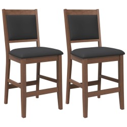 Tabourets de bar avec coussins (lot de 2) en bois massif marron et caoutchouc 629332629332