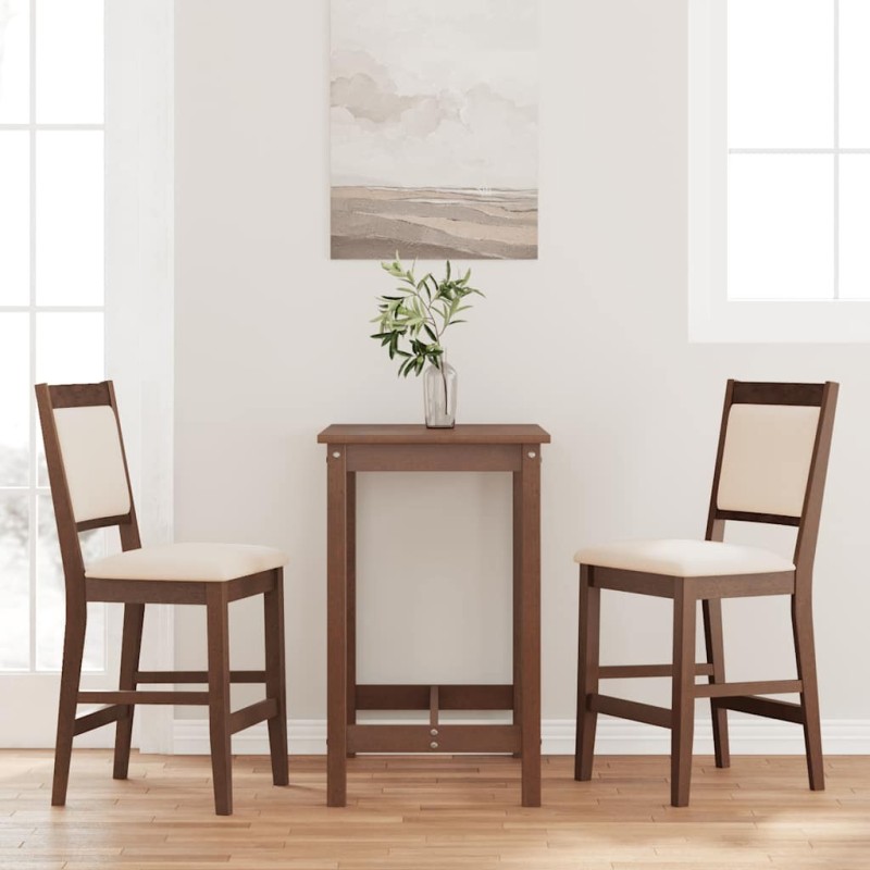 Tabourets de bar avec coussins (lot de 2) en bois massif marron et caoutchouc 629333629333