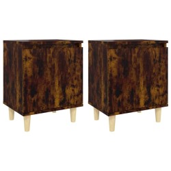 Tables de chevet et pieds en bois 2 pcs Chêne fumé 40x30x50 cm 629334629334