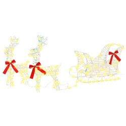 Traîneau tiré par un renne Blanc chaud 30 x 12 x 54,5 cm PET 629336629336