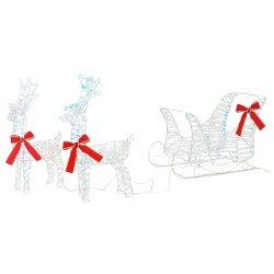 Traîneau tiré par un renne Blanc chaud 30 x 12 x 54,5 cm PET 629336629336