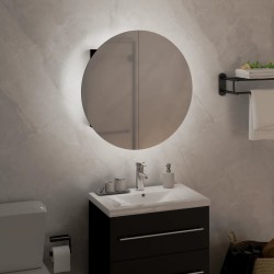 Armoire de salle de bain miroir rond et LED Noir 40x40x17,5 cm 629344629344