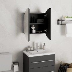 Armoire de salle de bain miroir rond et LED Noir 40x40x17,5 cm 629344629344