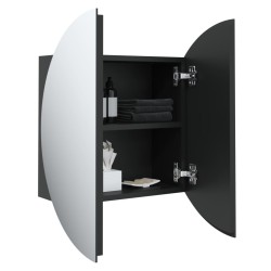 Armoire de salle de bain miroir rond et LED Noir 40x40x17,5 cm 629344629344