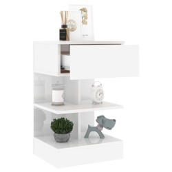 Table de chevet Blanc brillant 40x35x65 cm Bois d’ingénierie 629353629353