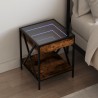 Table de chevet avec LED infini chêne fumé 40x40x49 cm 629357629357