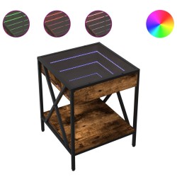 Table de chevet avec LED infini chêne fumé 40x40x49 cm 629357629357