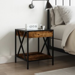 Table de chevet avec LED infini chêne fumé 40x40x49 cm 629357629357