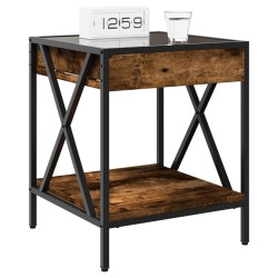 Table de chevet avec LED infini chêne fumé 40x40x49 cm 629357629357