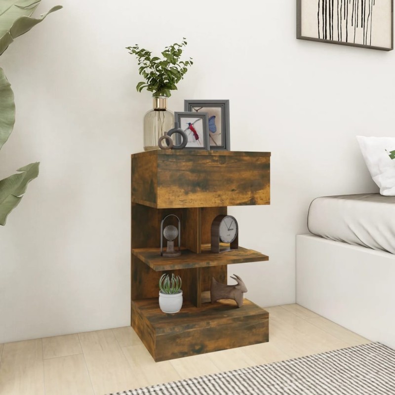 Table de chevet Chêne fumé 40x35x65 cm Bois d'ingénierie 629359629359