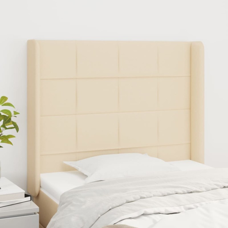Tête de lit avec oreilles Crème 103x16x118/128 cm Tissu 629366629366