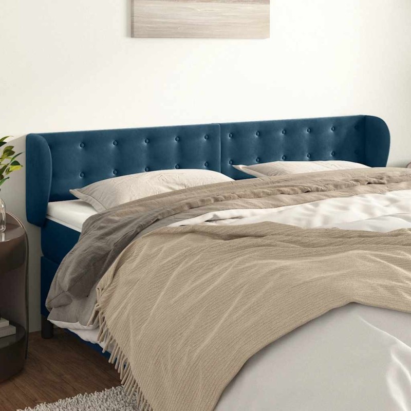Tête de lit avec oreilles Bleu foncé 203x23x78/88 cm Velours 629369629369