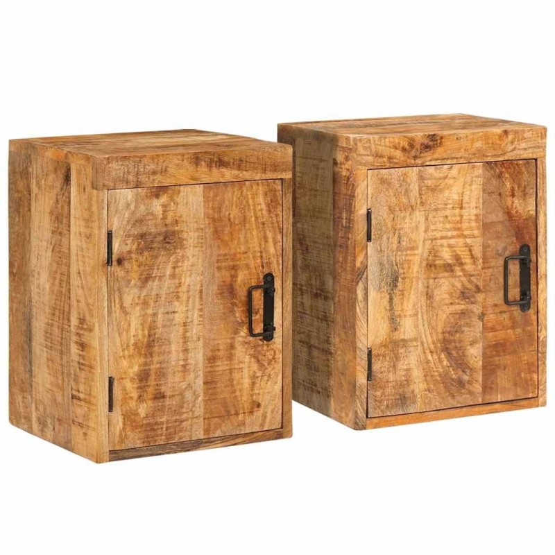 Table de chevet 2 pcs Marron Bois de mangue massif 629374629374