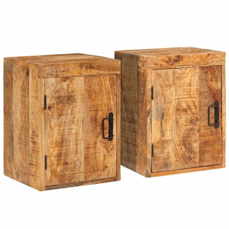 Table de chevet 2 pcs Marron Bois de mangue massif 629374629374