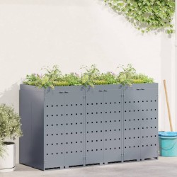 Rangement de poubelle à roulettes pour 3 poubelles Gris clair 629380629380