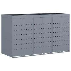 Rangement de poubelle à roulettes pour 3 poubelles Gris clair 629380629380