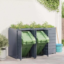 Rangement de poubelle à roulettes pour 3 poubelles Gris clair 629380629380