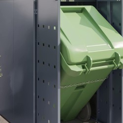 Rangement de poubelle à roulettes pour 3 poubelles Gris clair 629380629380