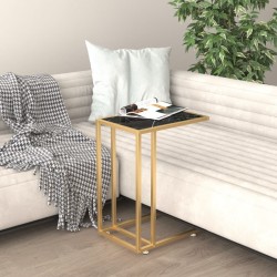 Table d'appoint ordinateur Marbre noir 50x35x65 cm Verre trempé 629385629385