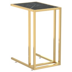 Table d'appoint ordinateur Marbre noir 50x35x65 cm Verre trempé 629385629385