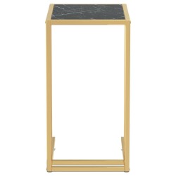 Table d'appoint ordinateur Marbre noir 50x35x65 cm Verre trempé 629385629385