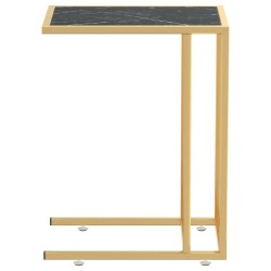 Table d'appoint ordinateur Marbre noir 50x35x65 cm Verre trempé 629385629385