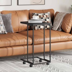 Table d'appoint avec roues Noir 40x30x63,5 cm Bois d'ingénierie 629391629391