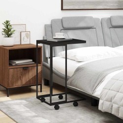 Table d'appoint avec roues Noir 40x30x63,5 cm Bois d'ingénierie 629391629391
