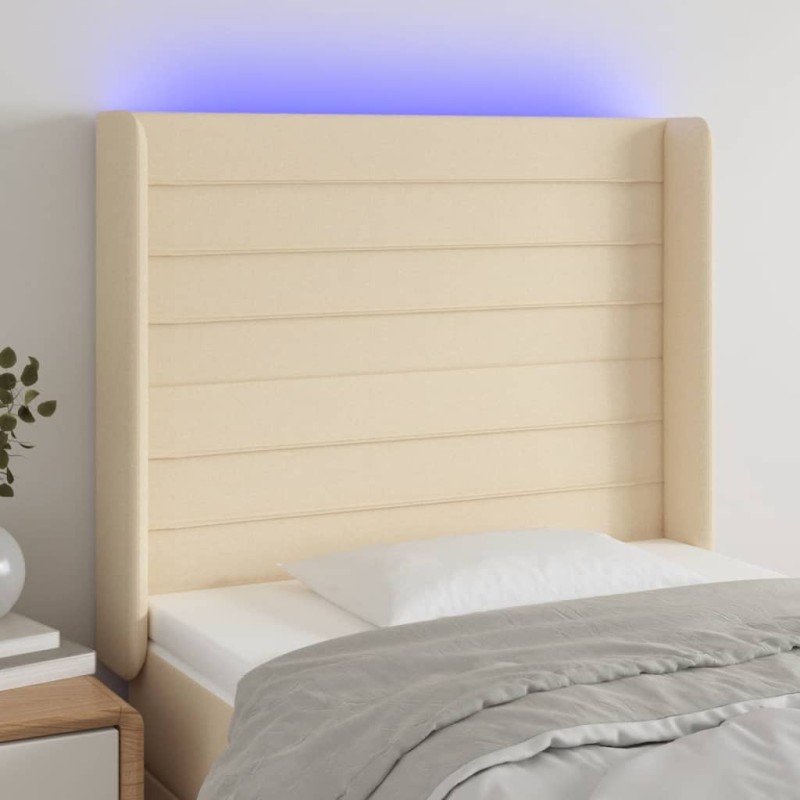Tête de lit à LED Crème 93x16x118/128 cm Tissu 629411629411