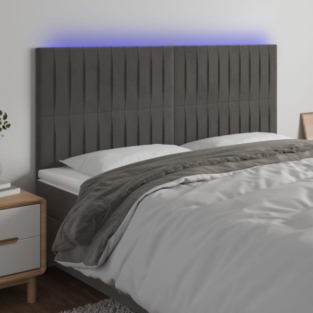 Tête de lit à LED Gris foncé 180x5x118/128 cm Velours 629420629420