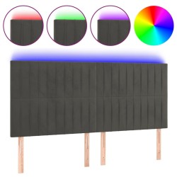 Tête de lit à LED Gris foncé 180x5x118/128 cm Velours 629420629420