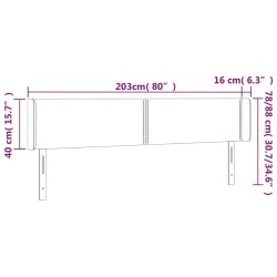 Tête de lit à LED Noir 203x16x78/88 cm Tissu 629428629428